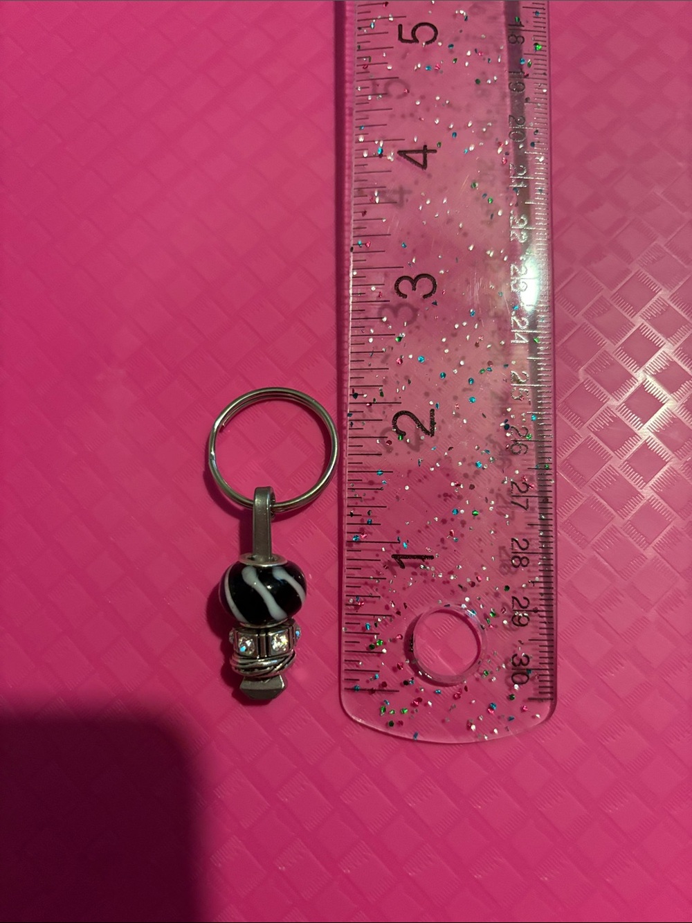 Black & White Bead Keychain Charm